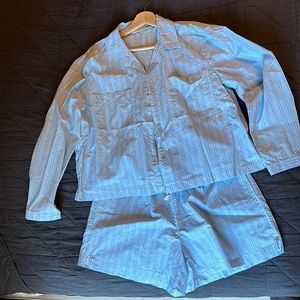 Tiny Big Sister - cotton poplin button down and sun shorts set.